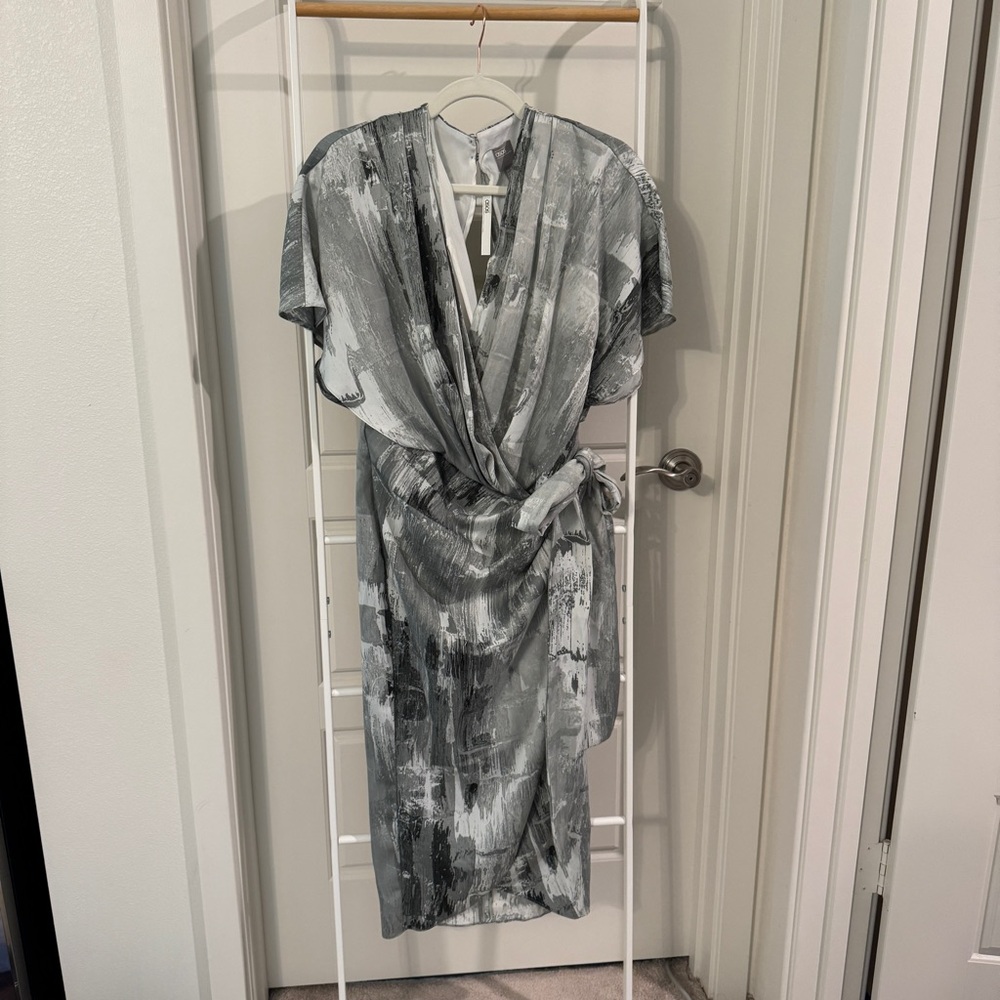 ASOS Gray Sheath Dress with Flutter Sleeves